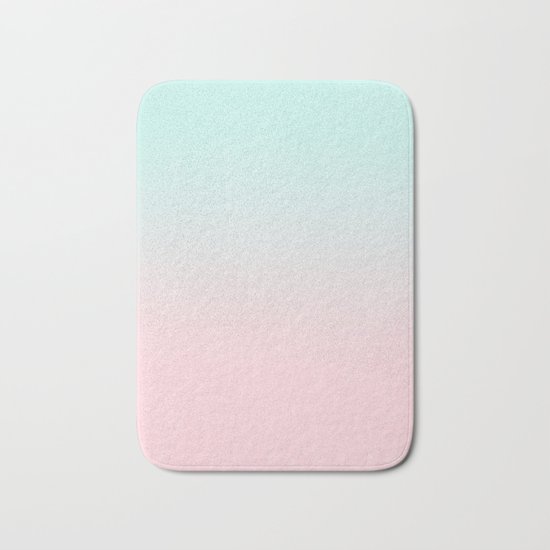 Ellie - ombre fade pastel pink and mint gender neutral nursery baby girly trend style Bath Mat