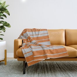 [ Thumbnail: Grey and Chocolate Colored Lines Pattern Throw Blanket ]