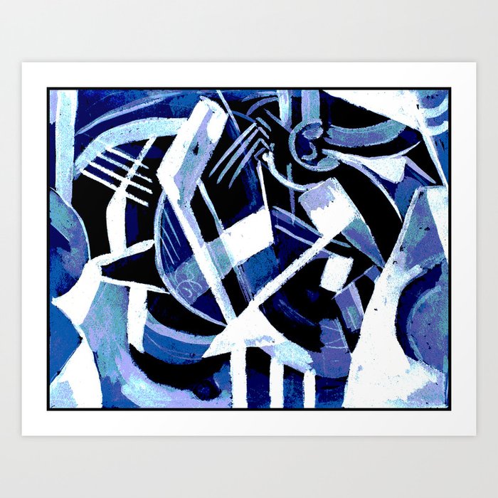 Abstract in Blue, Green & Gray Art Print
