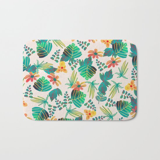 Leaves and Flowers Bath Mat