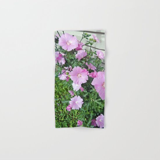 Pink Musk Mallow Bush in Bloom Hand & Bath Towel