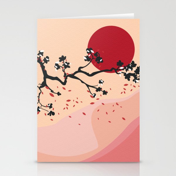 Cherry Blossoms Contemporary Abstract Stationery Cards