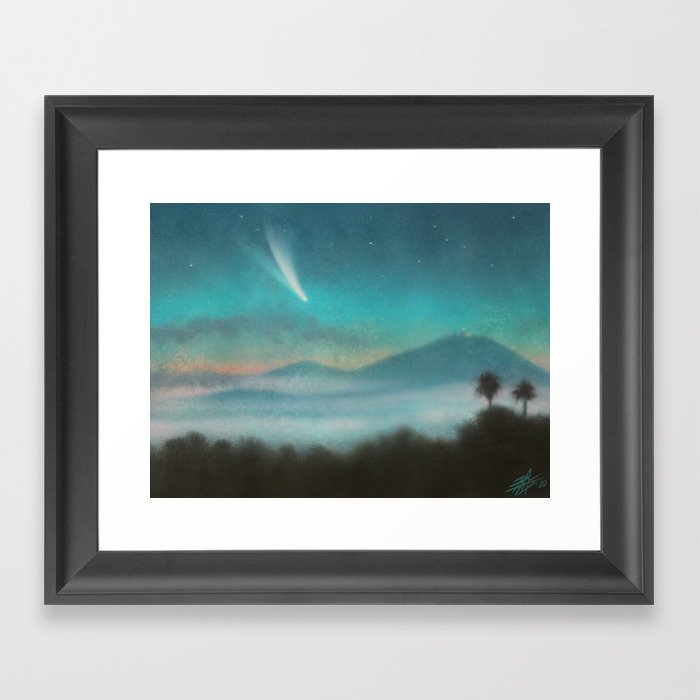 Incoming Fog with Comet  Framed Art Print