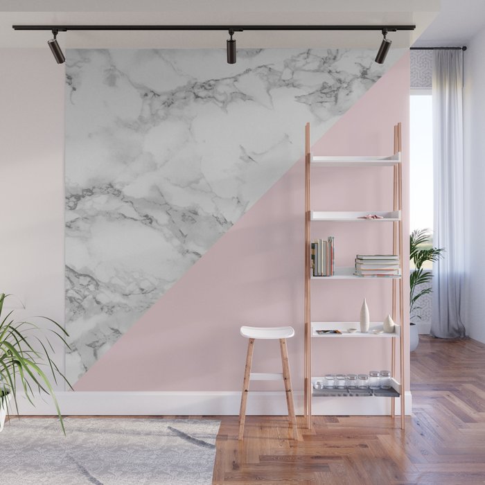Marble + Pastel Pink Wall Mural