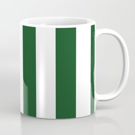 Jumbo Forest Green and White Rustic Vertical Cabana Stripes Coffee Mug