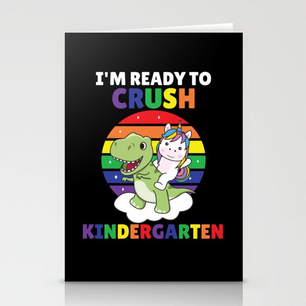 I'm Ready To Crush Kindergarten Dinosaur Unicorn Stationery Cards