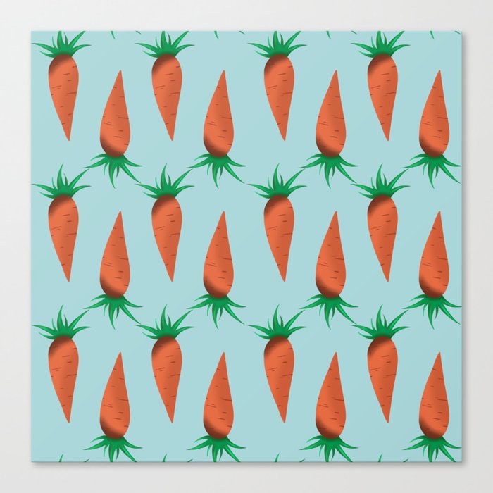 Minimalistic carrots on blue background  Canvas Print