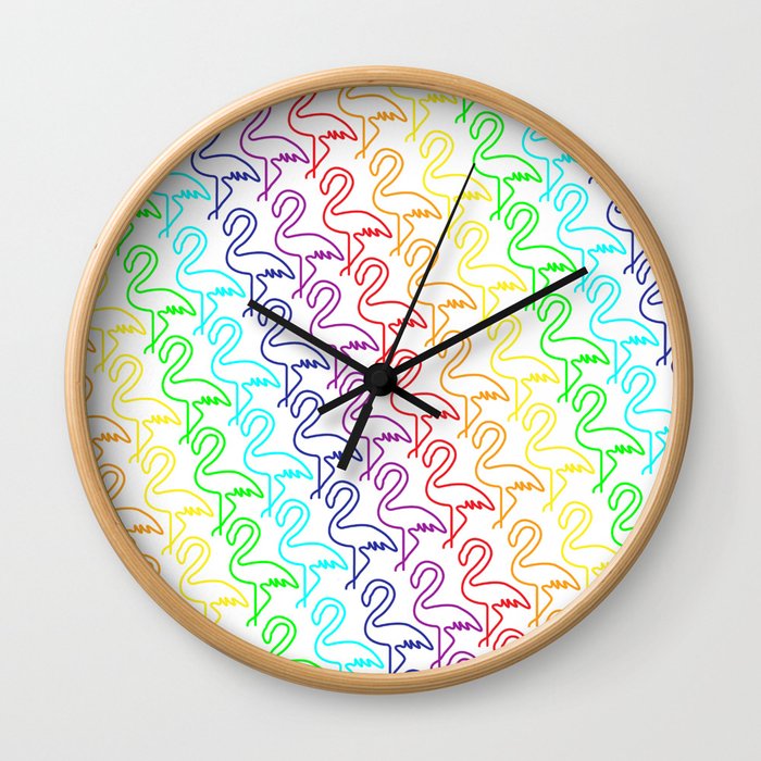 Flamingo Rainbow Wall Clock