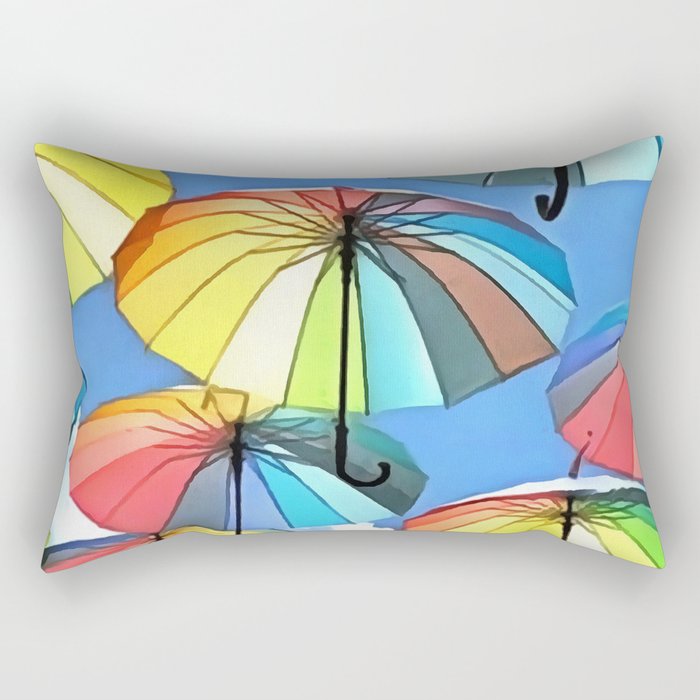 Floating Umbrella Sky Rectangular Pillow