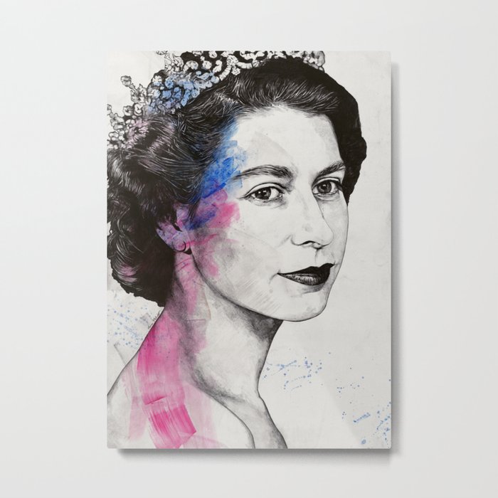 Young Queen Elizabeth II street art portrait Metal Print