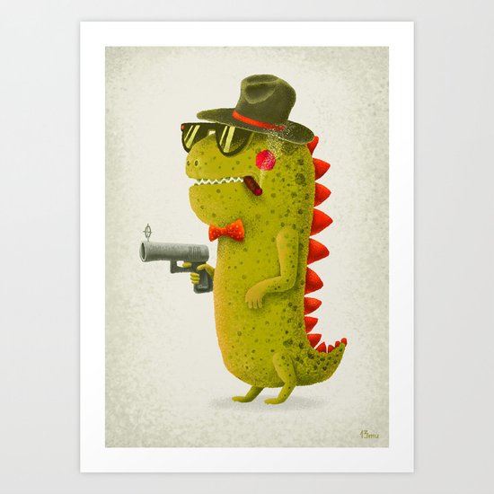 Dino bandito (olive) Art Print