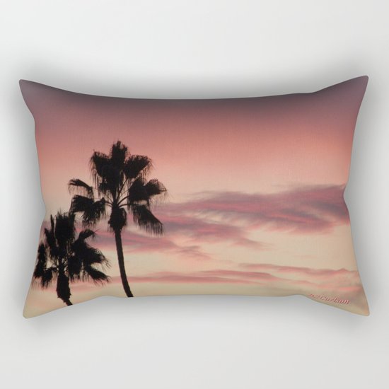 Atmospherics Number 3: Two Palms in the Sunset Rectangular Pillow