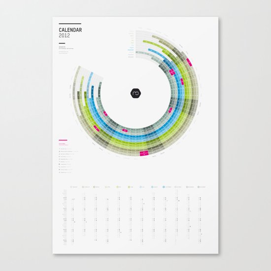 Infographic calendar 2012 (english, U.S. holidays) Canvas Print