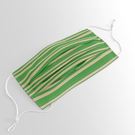 [ Thumbnail: Tan & Forest Green Colored Lines Pattern Face Mask ]