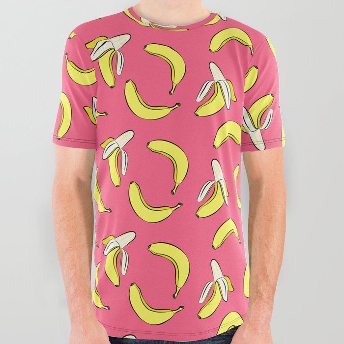 banana toss - hot pink All Over Graphic Tee