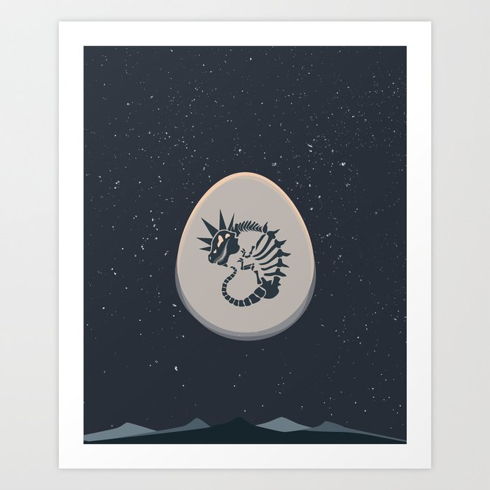 Space Punk Dinosaur Egg Art Print