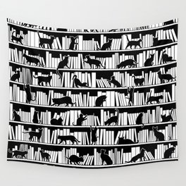 All I Need Is Books & Cats Bookish Book & Cat Lover Pattern Wall Tapestry