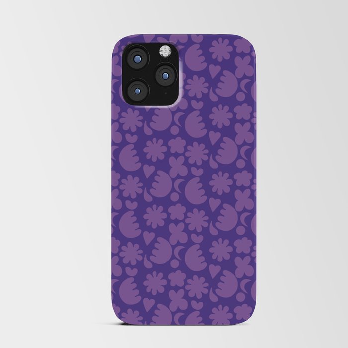 Whimsical Abstract Folk Art Shapes in Purple Lilac Violet iPhone Card Case