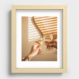Cheers  on Yellow /photography art print -  wine sun sunrays  Recessed Framed Print