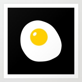 Modern Art Fried Egg - Black, White, Yellow Art Print