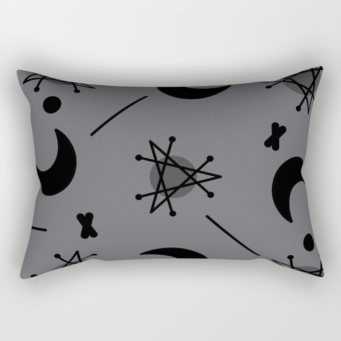 Moons & Stars Atomic Era Abstract Slate Gray Rectangular Pillow