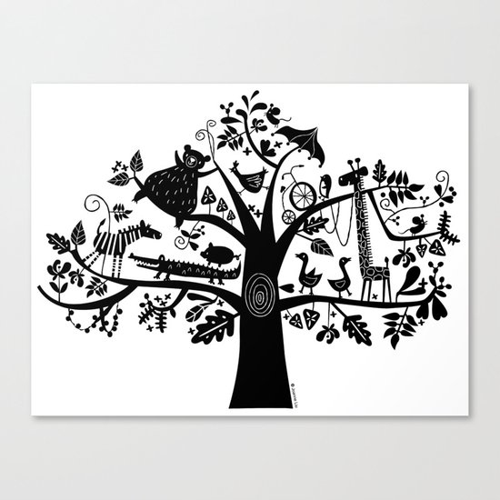 :) animals on tree Canvas Print