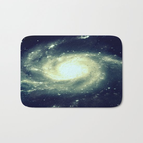 Ivory Teal Pinwheel Spiral Galaxy Space Bath Mat