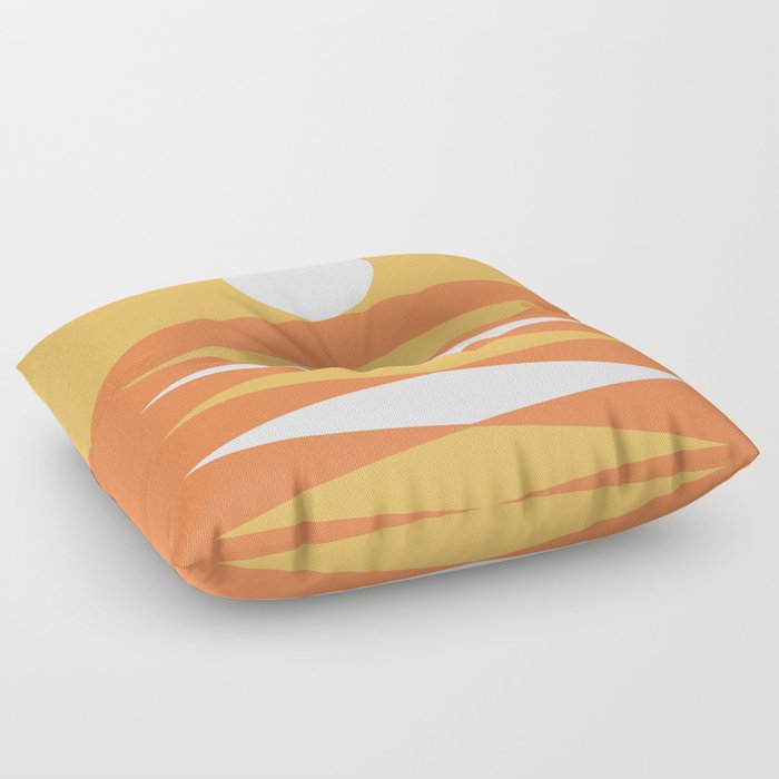 Abstract Geometric Sunrise 15 in Yellow orange Floor Pillow