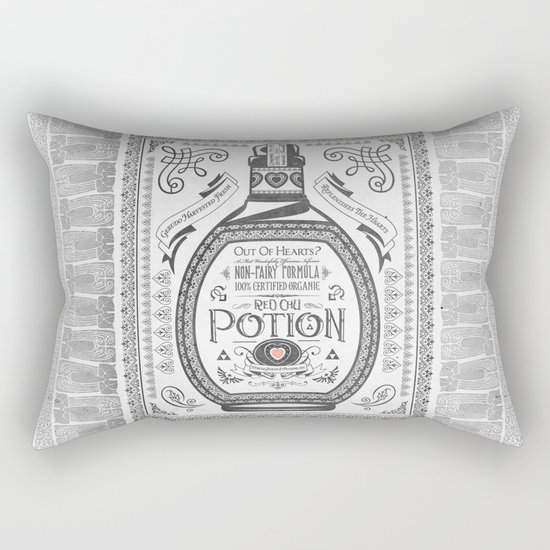 Legend of Zelda Red Potion Vintage Hyrule Line Work Letterpress Rectangular Pillow