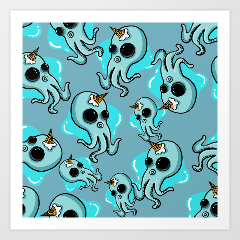 Cute Stuff Unicorn Octopus Art Print By Hfdmarques Society6