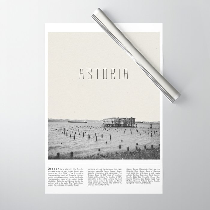Astoria Oregon Black and White Wrapping Paper