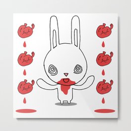 Heart Conjuring Bunny Rabbit - funny cartoon drawing with blood and magic! Metal Print