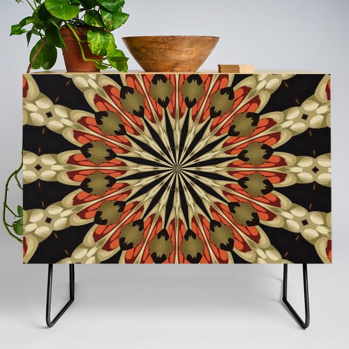 Coral Caramel Mocha and Cream Kaleidoscope Credenza