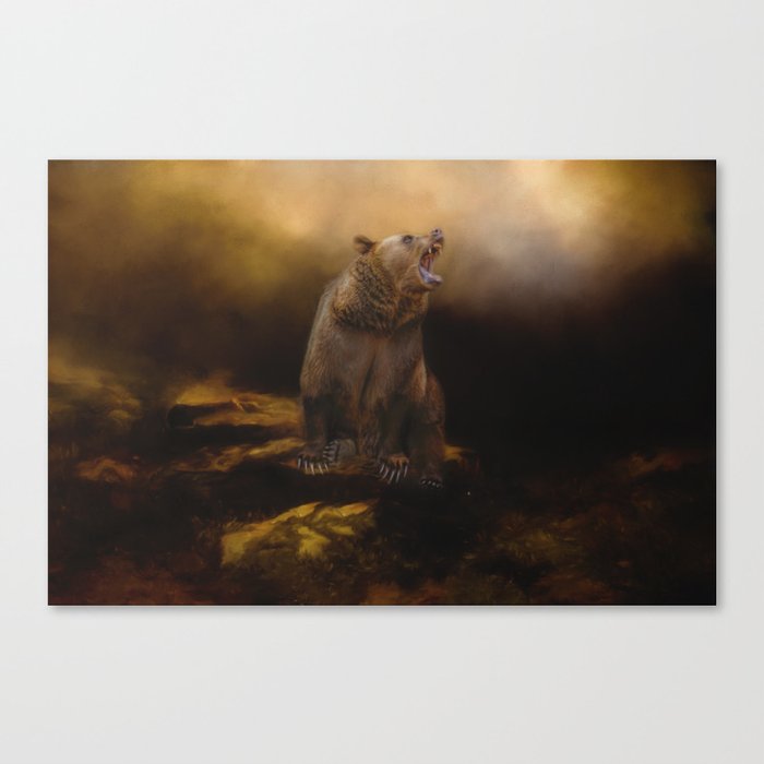 Roaring grizzly bear Canvas Print