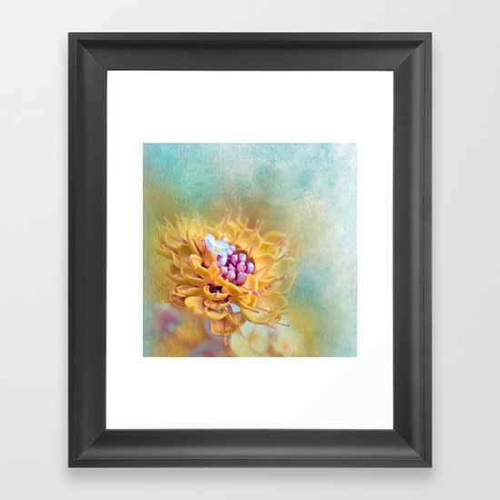 VARIE SQUARE - Floral and painterly texture work Framed Art Print