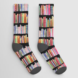 Book lovers gifts of antique and retro books on a bookshelf Socks
