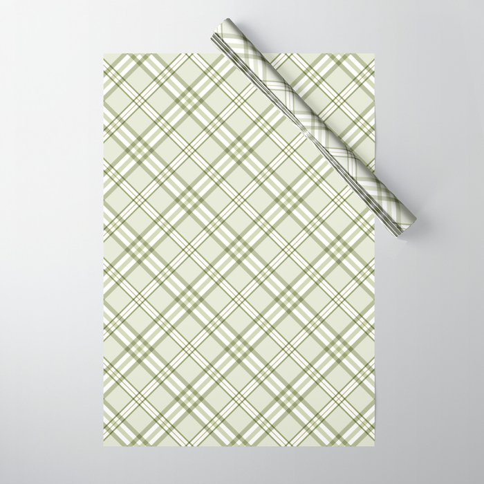 Sage green plaid tartan pattern Wrapping Paper