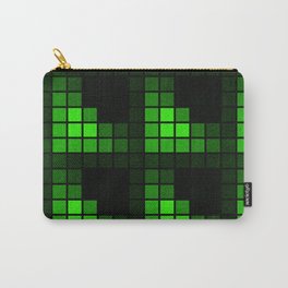 Green and Black Velvet Squares Pattern Carry-All Pouch