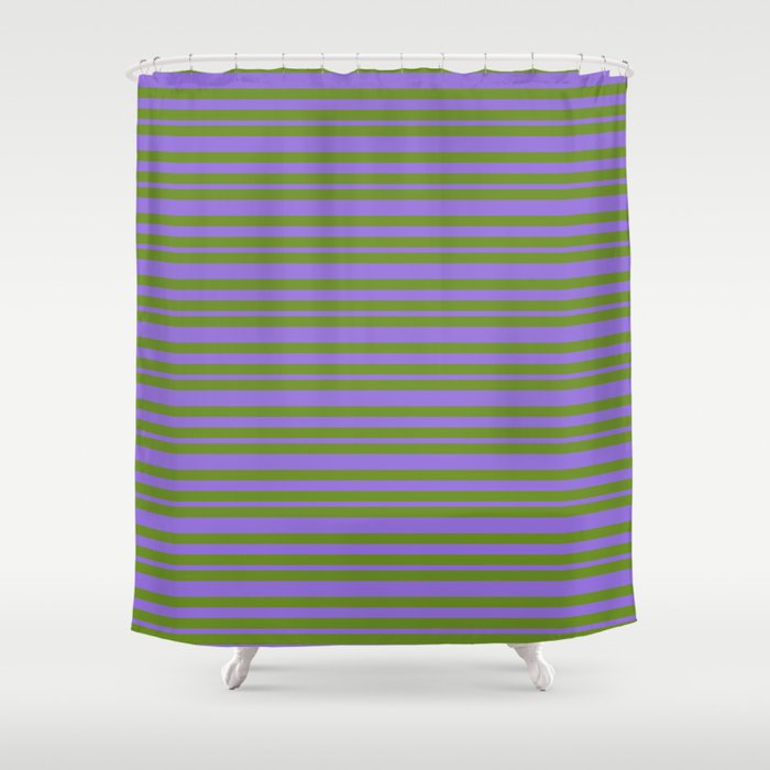 Green and Purple Colored Lines Pattern Shower Curtain