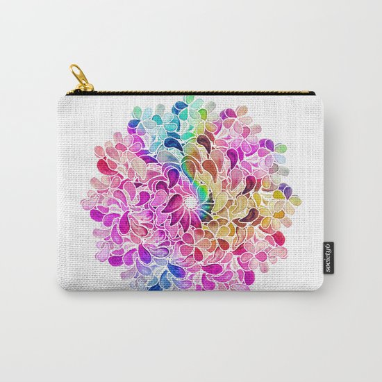 Rainbow Watercolor Paisley Floral Carry-All Pouch