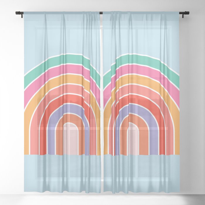 Rainbow Retro Colorful Sheer Curtain