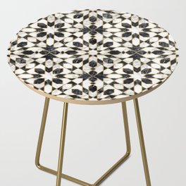 Black and white marble Moroccan mosaic Side Table