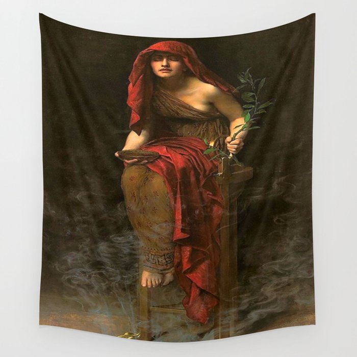 Oracle Priestess Of Delphi Pythia In High Priestess By John Collier Wall Tapestry