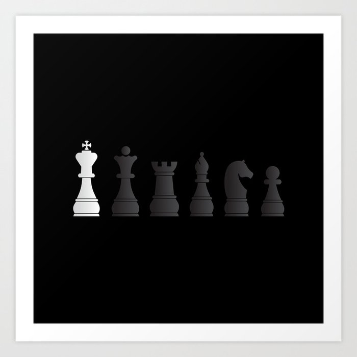 All Black One White Chess Pieces Art Print By Peculiardesign Society6 All Black One White Chess Pieces Art Print