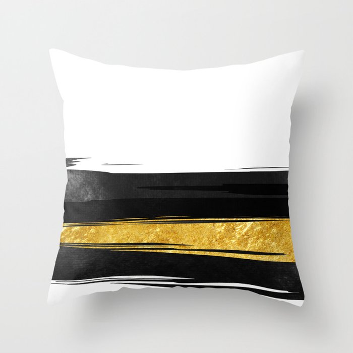 Gold and Black Stripes Throw Pillow
