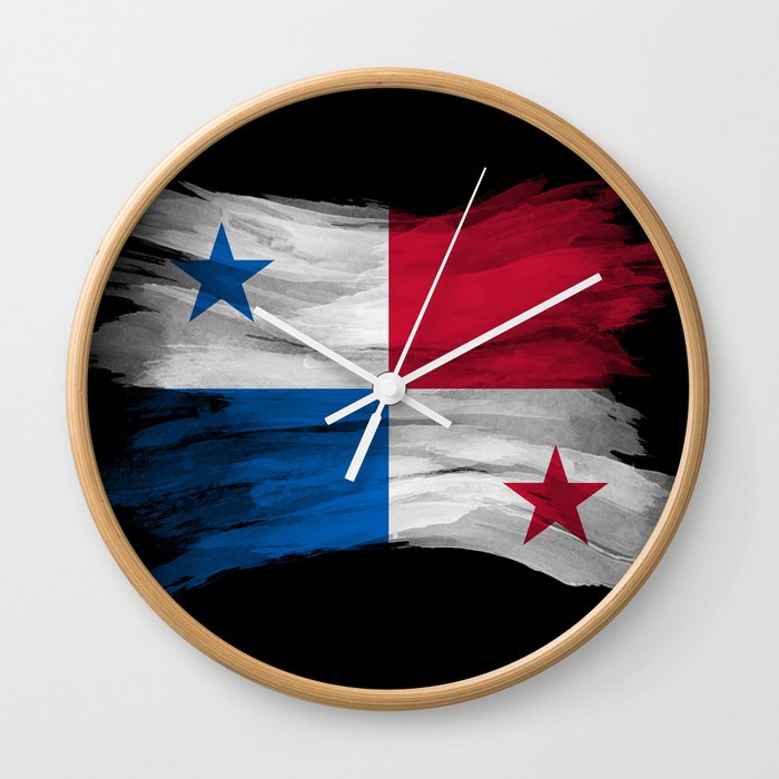 Panama flag brush stroke, national flag Wall Clock