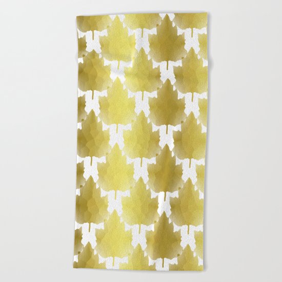 Golden Maple Leaves Beach Towel