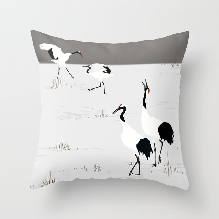 Red crowned Crane Throw Pillow
