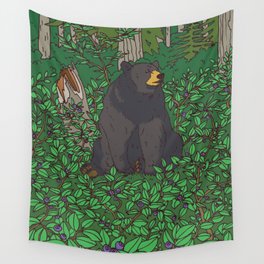 Black Bear & Huckleberry Wall Tapestry
