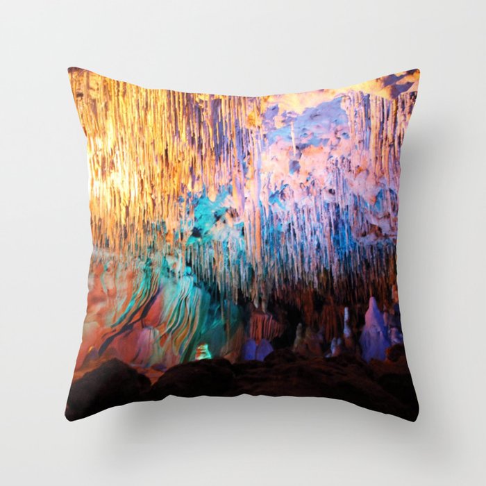 Rainbow Cavern Throw Pillow